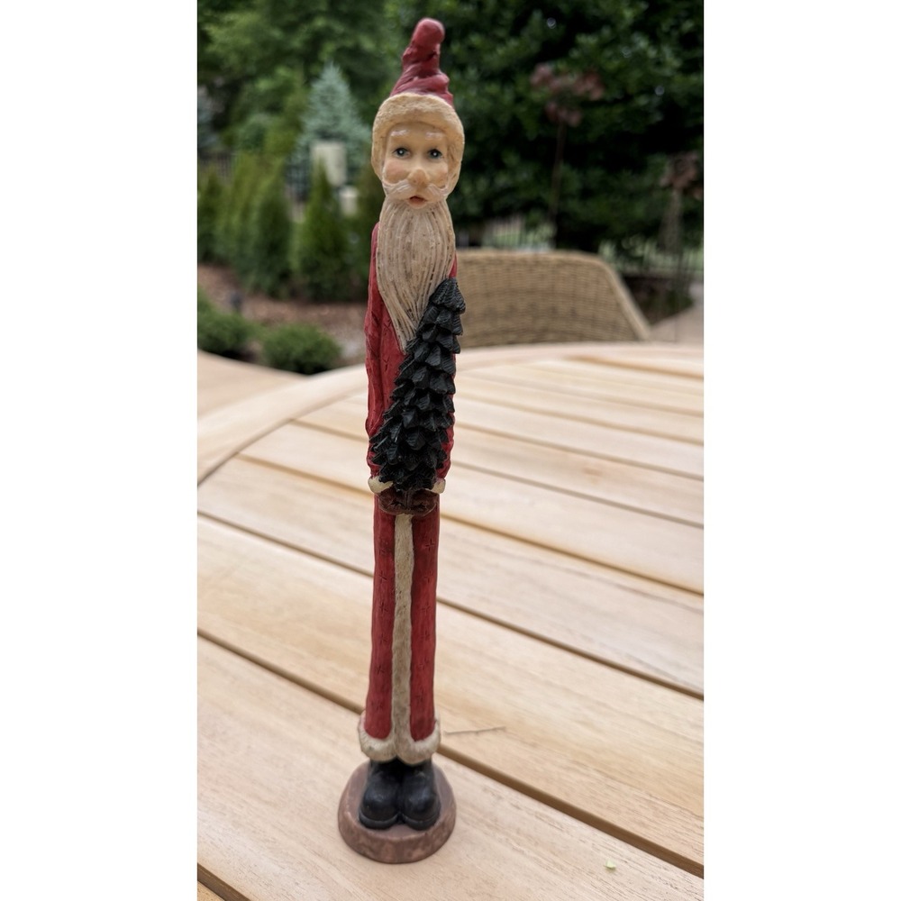 Vintage 12" Slim Santa Claus Folk Art Resin Figure